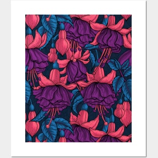 Fuchsia on dark blue Posters and Art